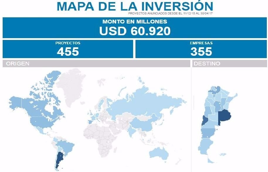  El Gobierno lanzó un mapa de inversiones por u$s 61.000 millones