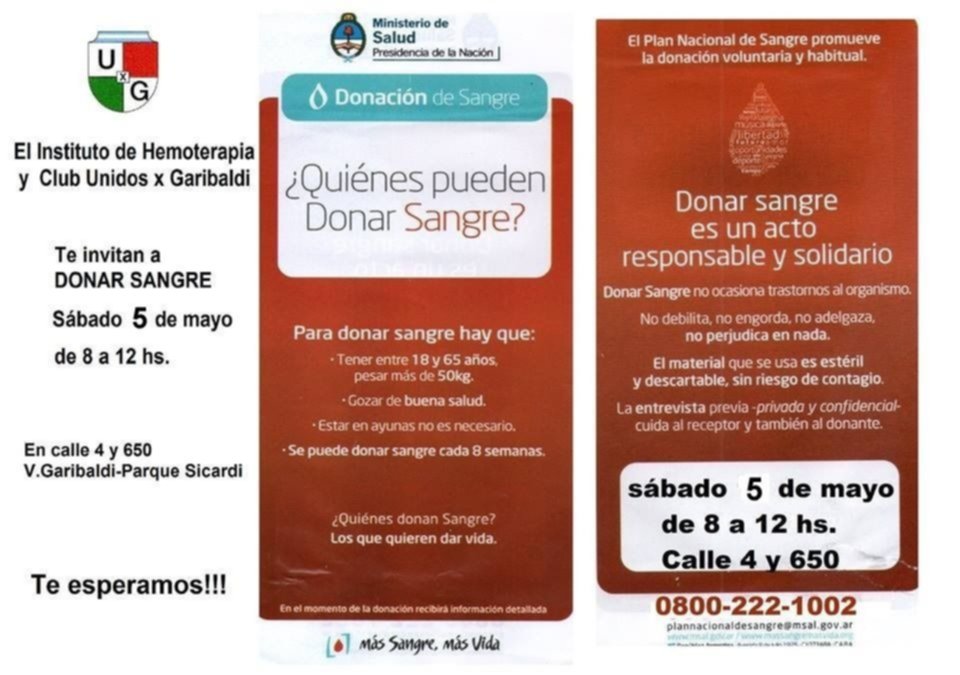 Convocan a una nueva jornada de donación de sangre