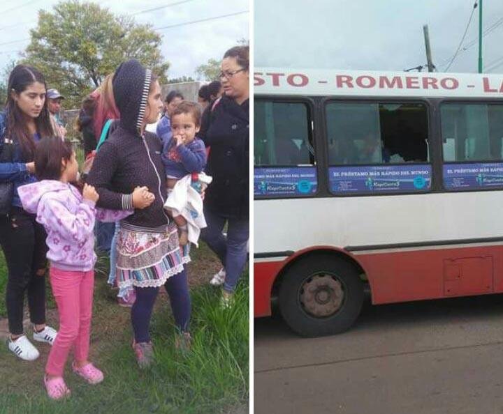 Una nena lastimada y pasajeros en pánico por el ataque a un micro en Romero