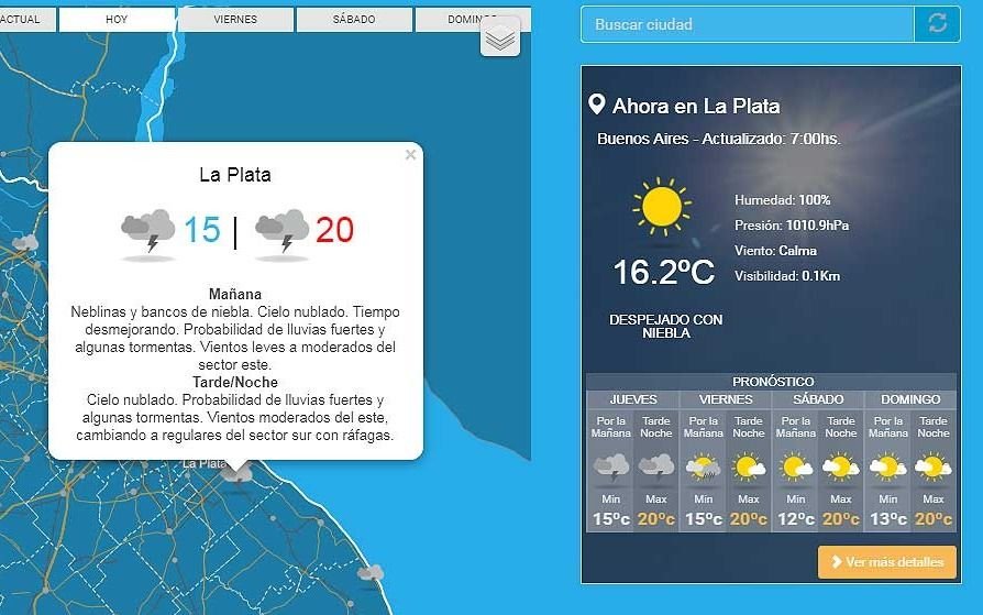 Jueves de niebla, lluvias y tormentas
