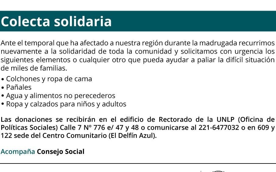 Colecta solidaria de la UNLP
