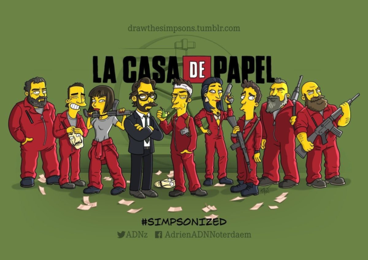 Así serían los personajes de La Casa de Papel en la versión Simpson