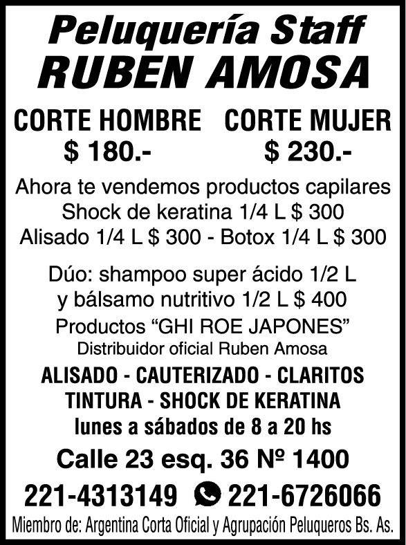 Renová tu pelo con peluquería staff Ruben Amosa