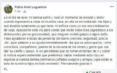 El jugador, sarcástico: “Agradezco a los delincuentes por su generosidad”