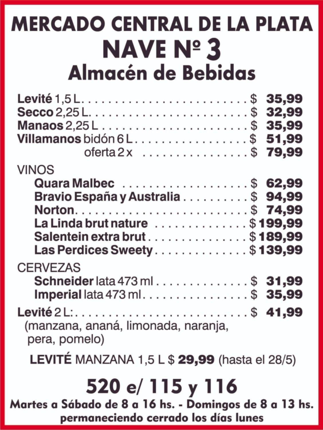 Nave Nº3 te espera en el Mercado Central con ofertas en bedidas