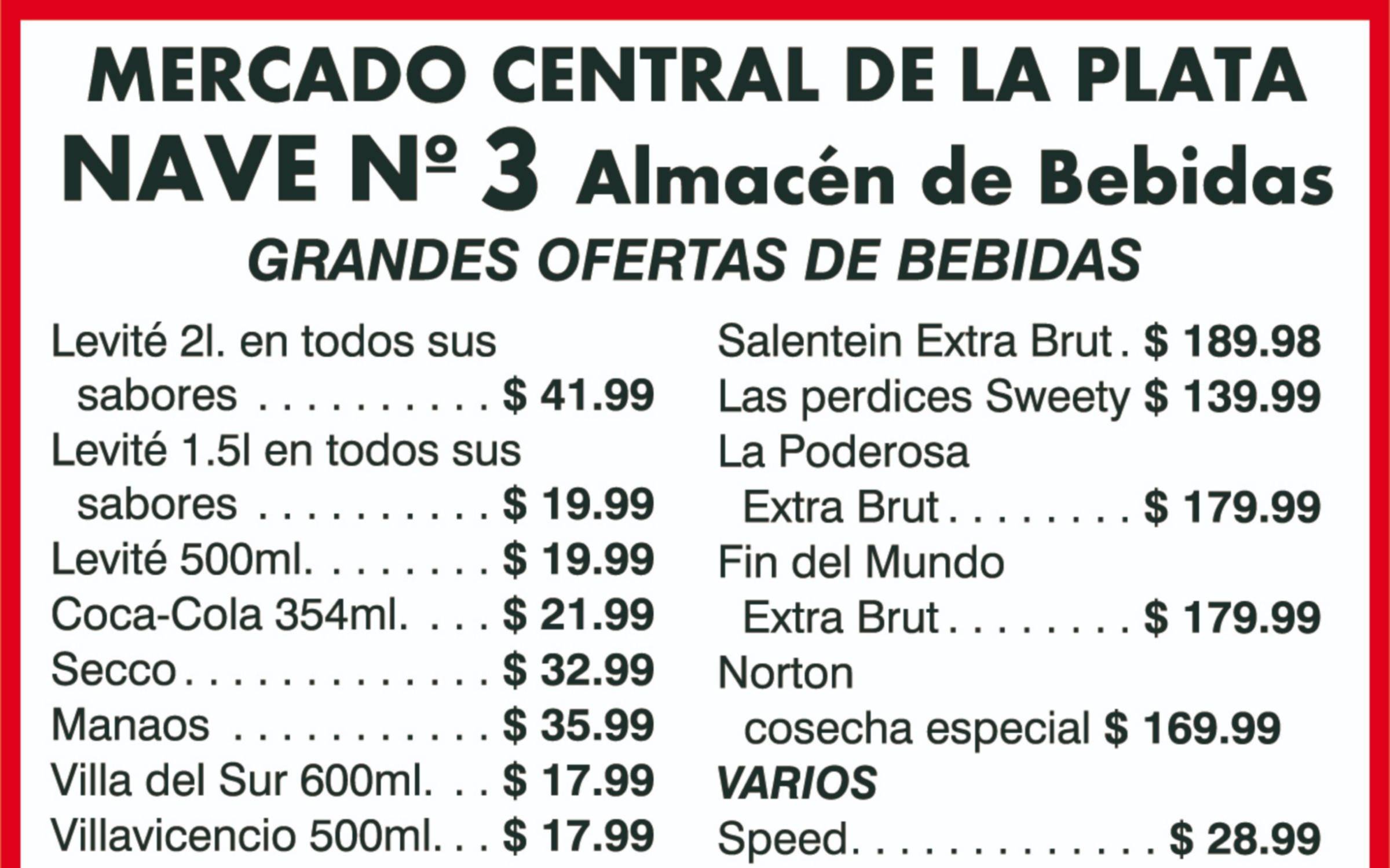 Nave Nº3 te espera en el Mercado Central con ofertas en bedidas
