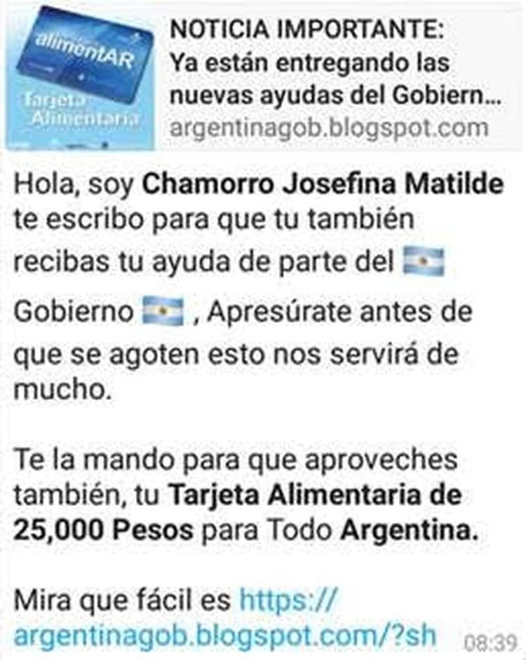 Advierten por un intento de estafa a los beneficiarios de IFE y Tarjeta Alimentar
