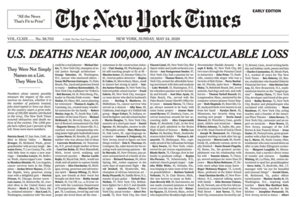 La lista con el nombre de 1.000 personas fallecidas de la que habla el mundo entero