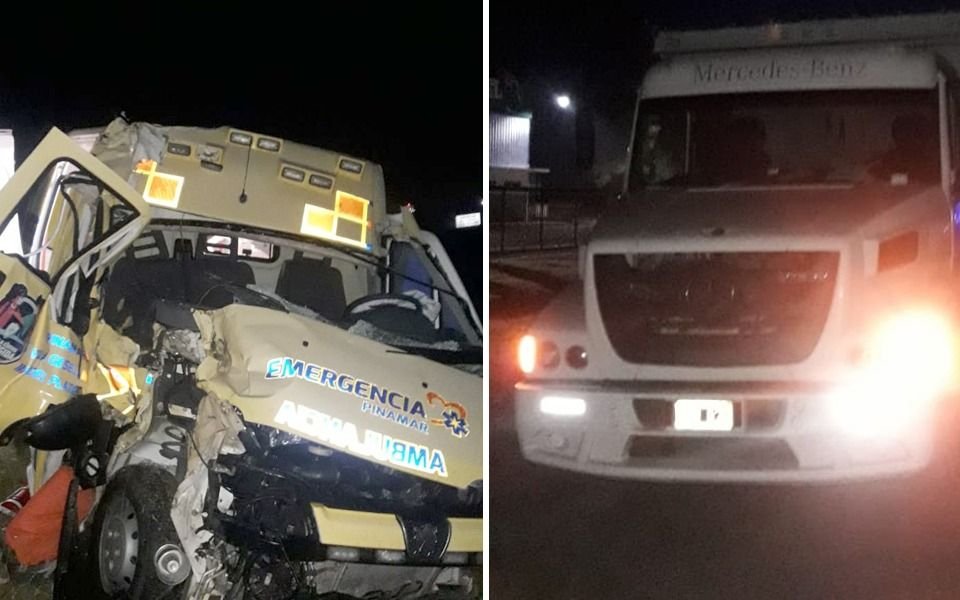 Un camión y una ambulancia chocaron en la Ruta 2