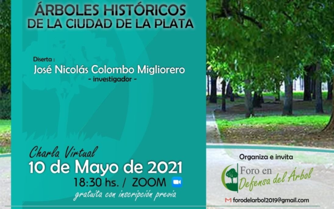 Charla virtual y gratuita sobre "Árboles históricos de la ciudad de La Plata" 