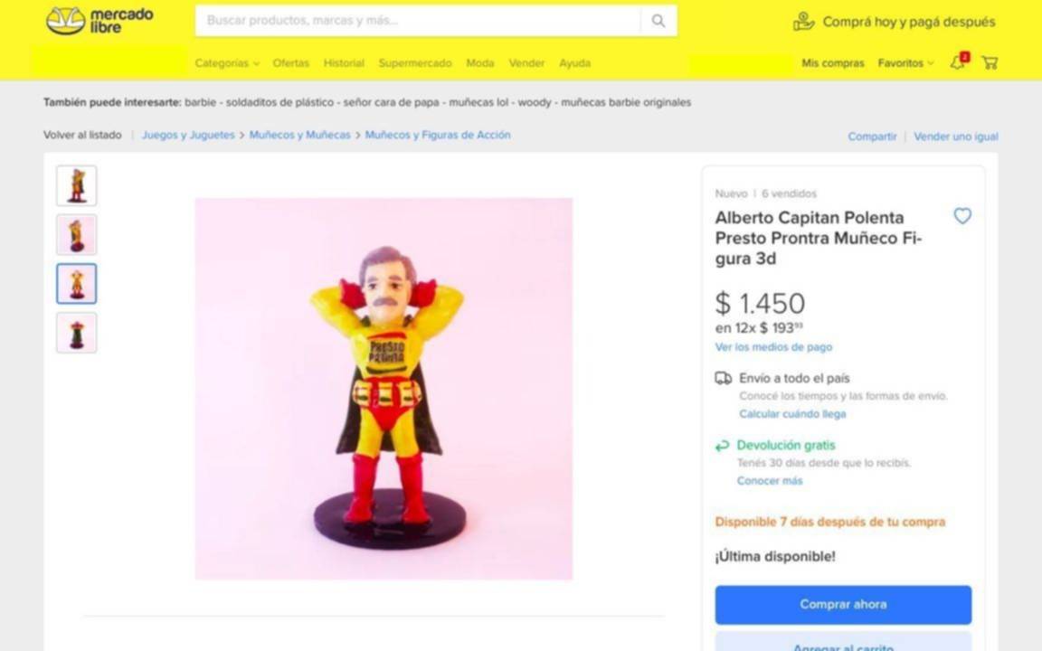 Alberto Fernández es ahora el "Capitán Polenta": mirá el muñeco que se vende en Mercado Libre