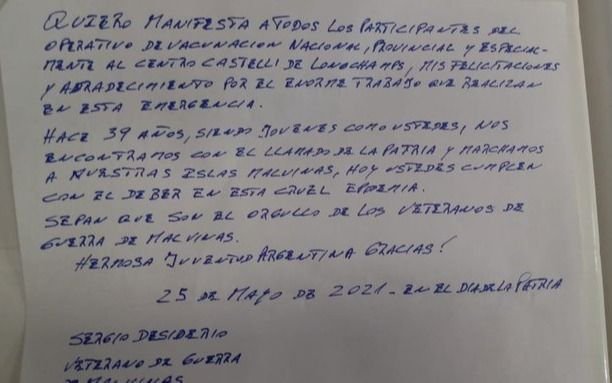 La emoción de un veterano de Malvinas al recibir la vacuna