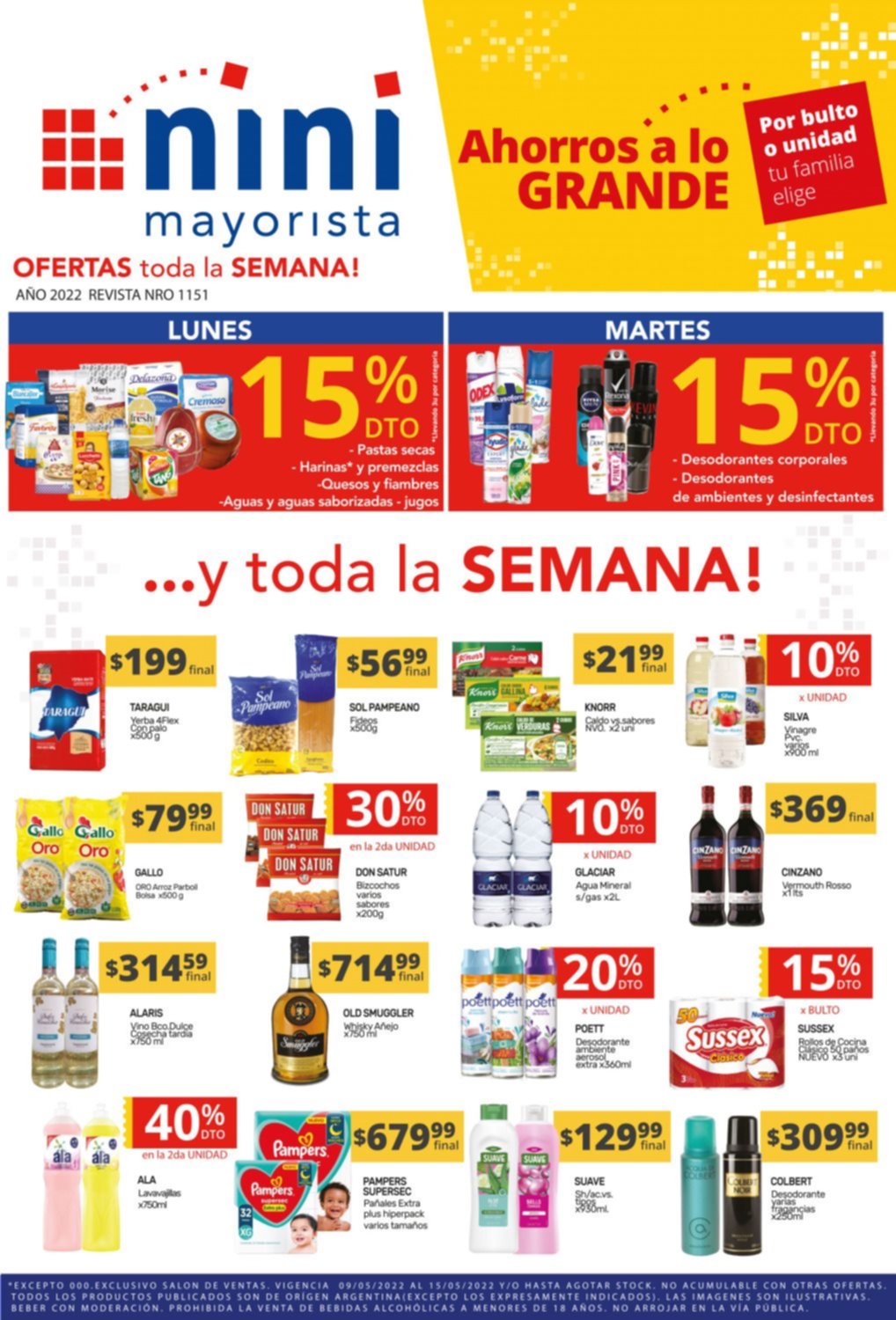 ¡Ahorros a lo grande! Lunes y martes 15% de ahorro en productos seleccionados
