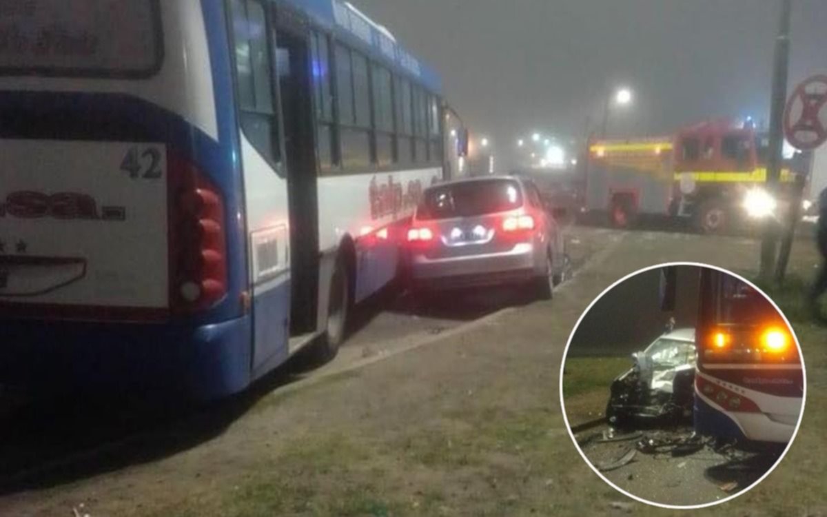 Brutal accidente entre un micro del TALP y un auto dejó varios heridos 