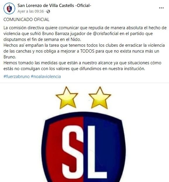 El duro comunicado del club del jugador que le dio una patada en la cabeza a otro en la Liga platense