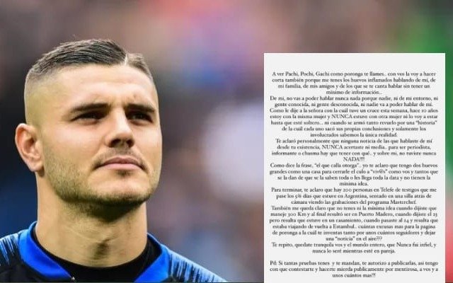 El descargo de Mauro Icardi sobre el "Wandagate" tras la acusación de infidelidad: "Nunca fui..."