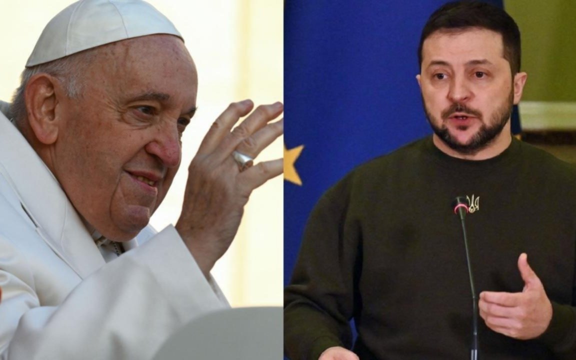 Francisco, junto a Meloni, recibe a Zelenski en Roma