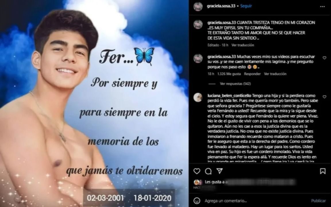 Desgarrador posteo de la mamá de Fernando Báez Sosa: "No sé qué hacer con esta vida"