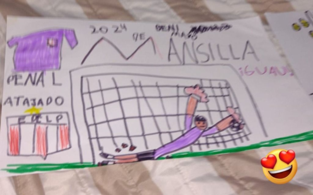 Nieto de un ex jugador, un niño del Pincha dibujó el triunfo de Estudiantes y se hizo viral