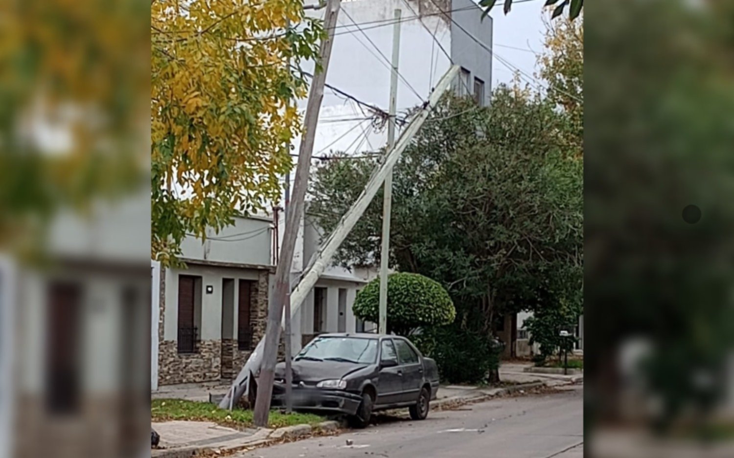 “Atalo con cables”: un poste a punto de caerse en La Plata