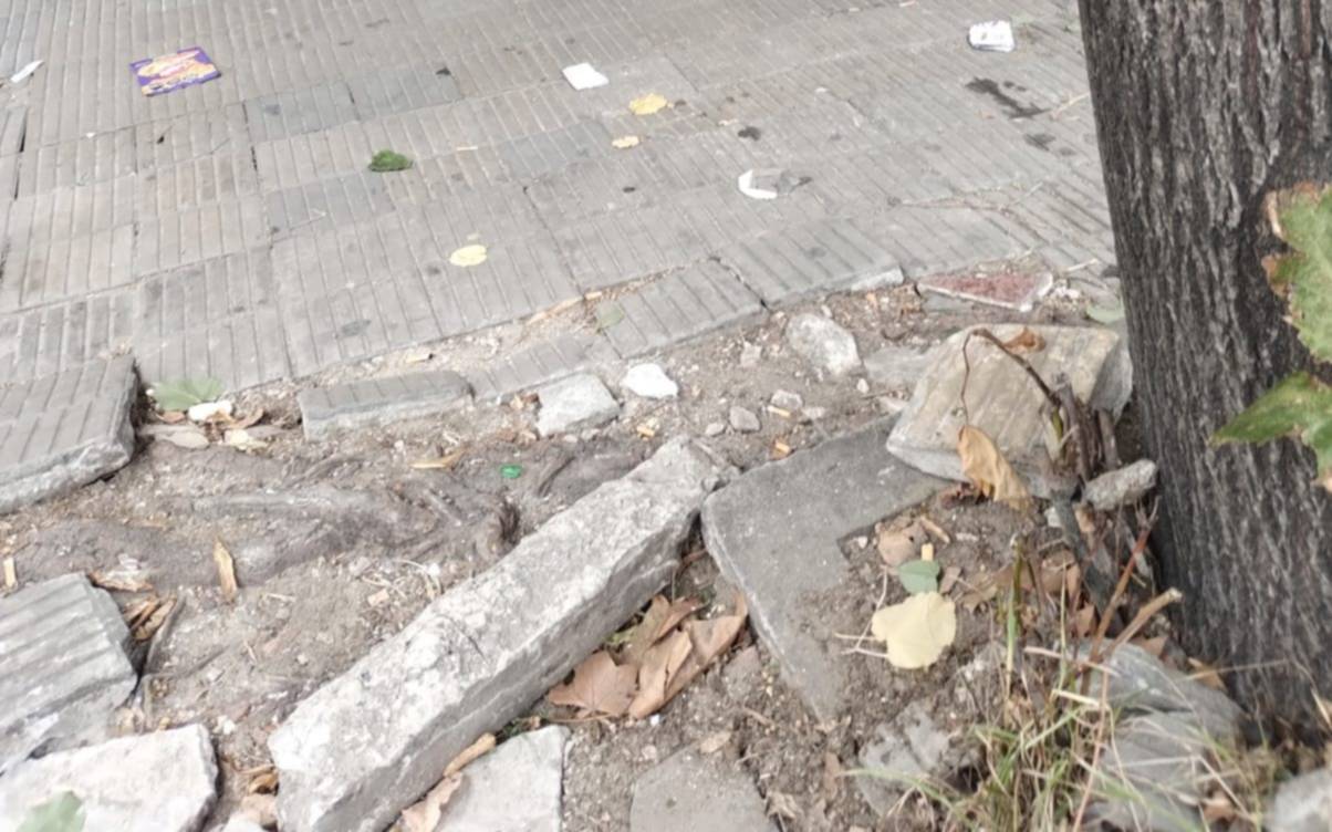 Reclamo por otra vereda destrozada en el centro de La Plata