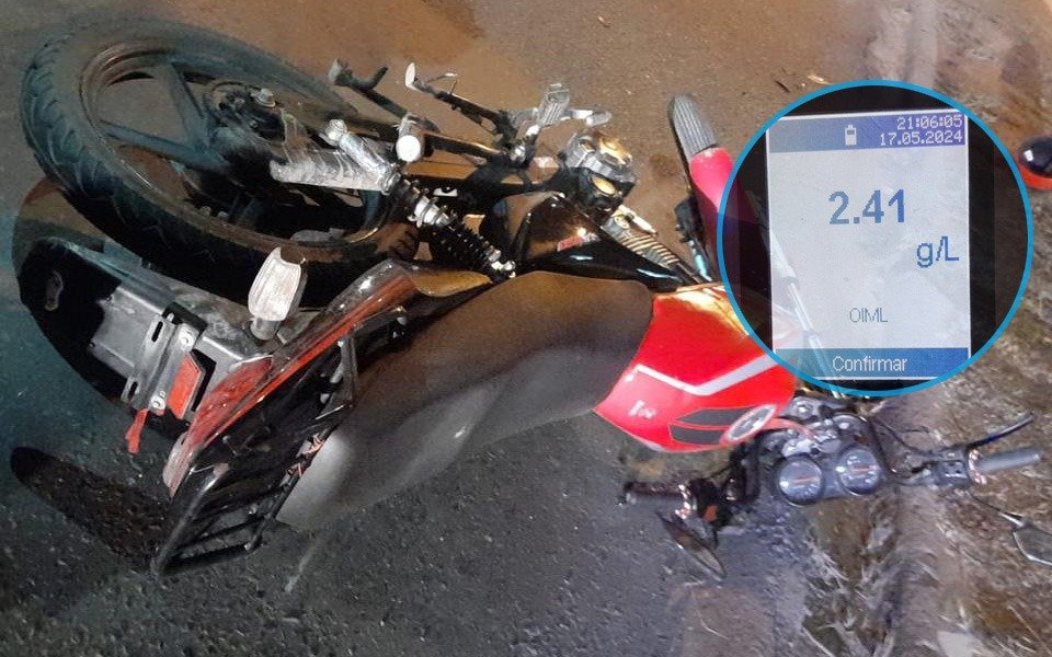 Locura arriba de una moto: manejaba con 2,41g/l de alcohol en sangre, chocó y salió ileso