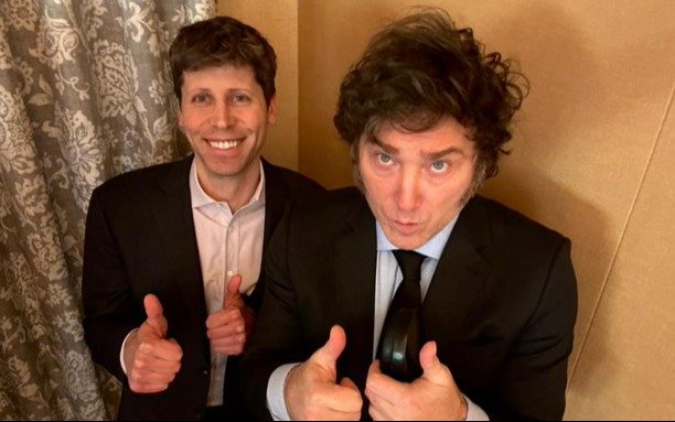 Javier Milei publicó una foto con Sam Altman, cofundador de OpenAI, la organización detrás de ChatGPT