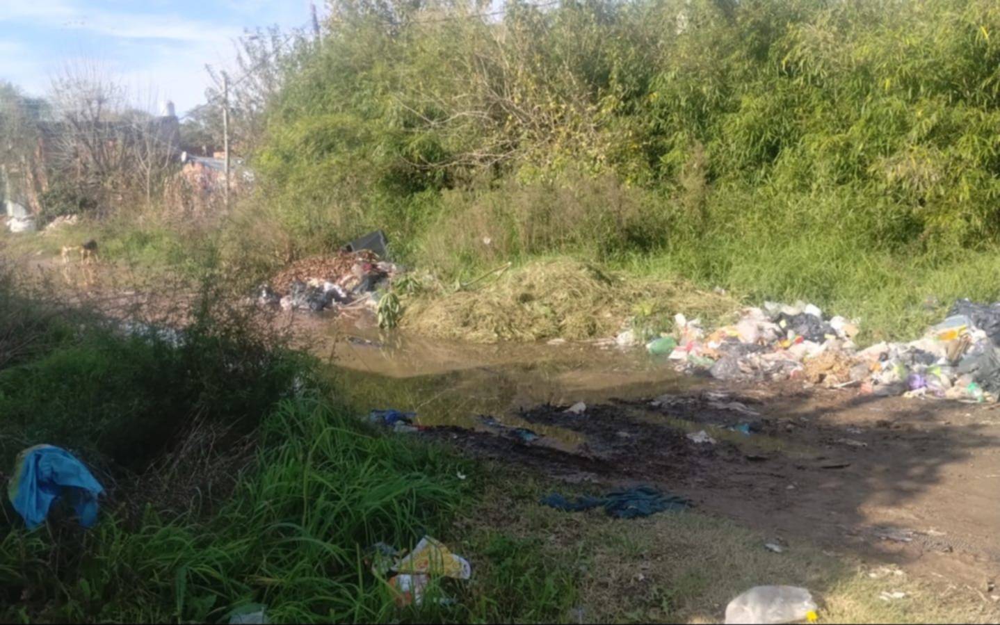 Una esquina de Villa Elvira, colmada de basura