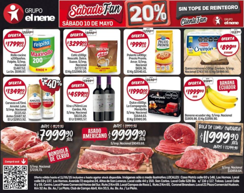 Sábado fun en El Nene con 20% de descuento