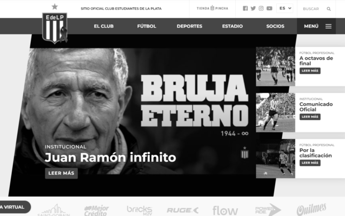 Estudiantes, de luto hasta en su web y en Colombia piden partido homenaje por Juan Ramón Verón
