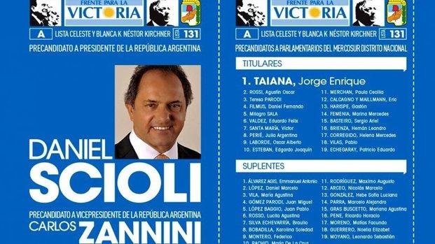 El kirchnerismo presentó la boleta de la fórmula presidencial Scioli-Zannini