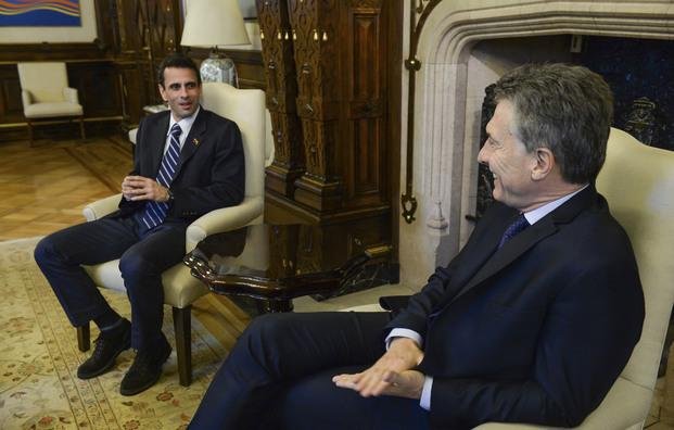 Capriles le pidió a Macri apoyo para 
avanzar en referendum "revocatorio"