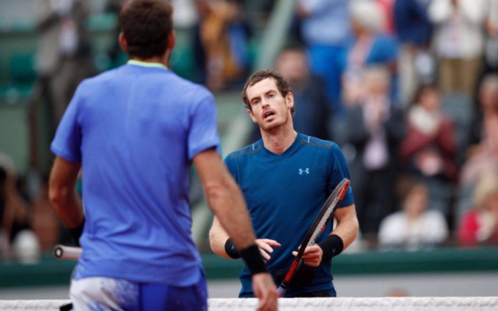 Del Potro eliminado de Roland Garros: Murray le ganó en tres sets corridos
