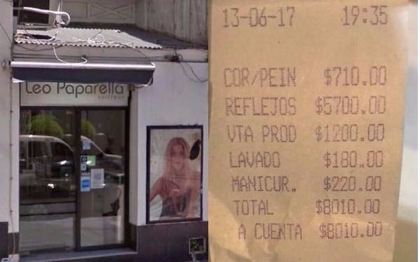 La familia Lopilato se quejó por una boleta de 8 mil pesos en una peluquería