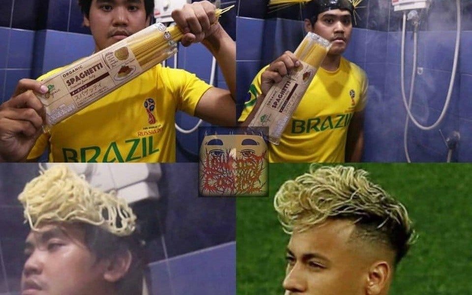 El pelo de Neymar y los fideos: los memes que recorren las redes