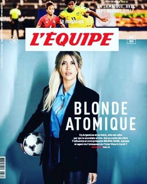 "Rubia atómica": Wanda Nara, en la tapa de L'Equipe