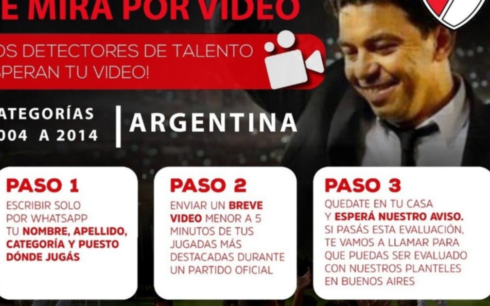 En River reclutaron a 40 chicos para las inferiores por videos de WhatsApp