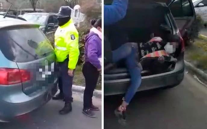 Detuvieron a una pareja que llevaba a sus hijos escondidos en el baúl