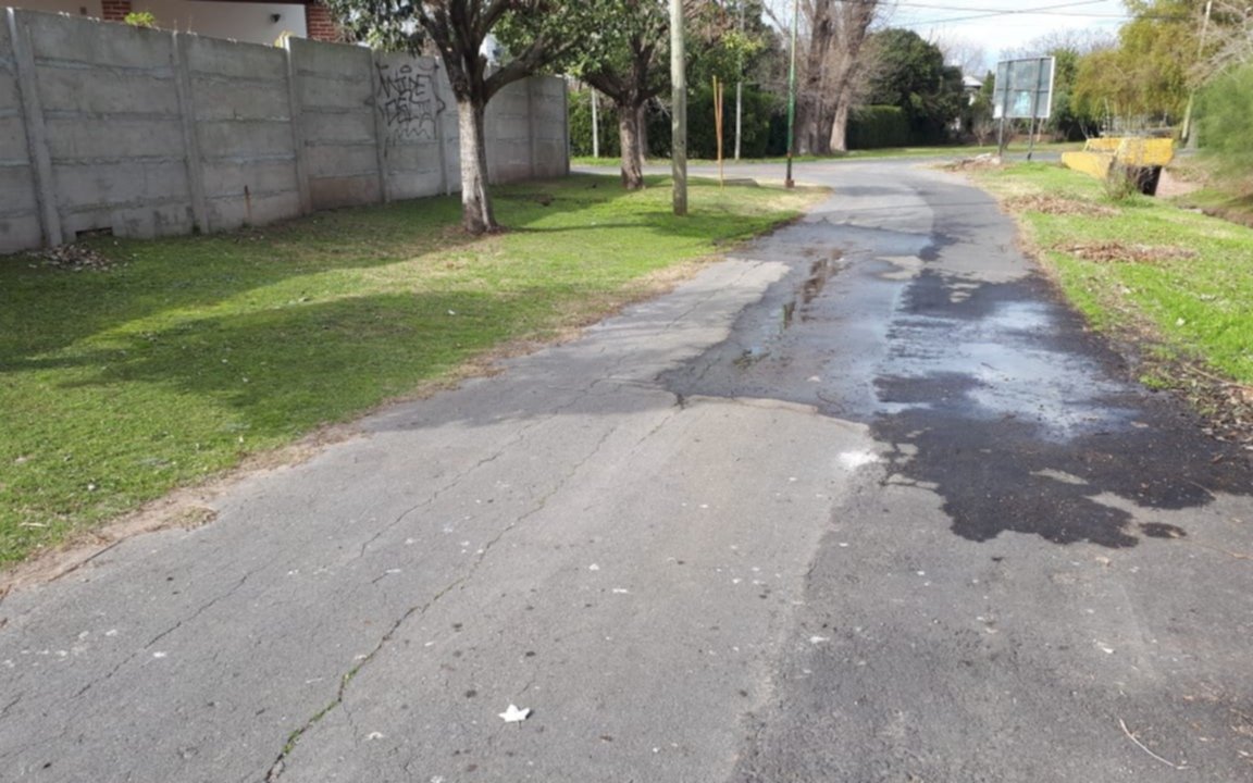 Casi un mes con una pérdida de agua que inunda la calle