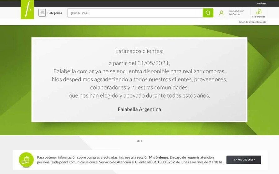 Falabella cerró su tienda online y concluyó así el proceso anunciado el año pasado