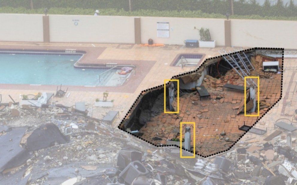 Derrumbe en Miami: en la pileta del edificio podría estar la clave para saber por qué se cayó