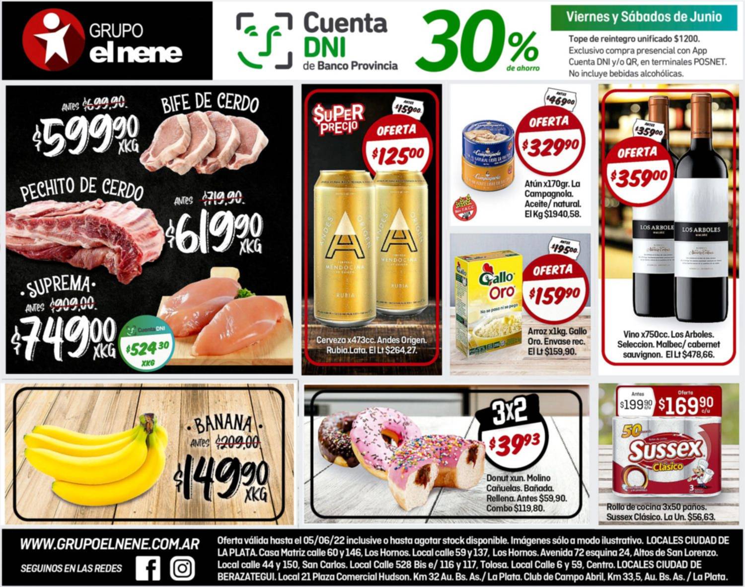 ¡Super oferta! Bife de cerdo a $599,90 el kilo y pechito de cerdo a $619,90 el kilo