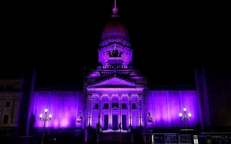 El Congreso se tiñó de violeta por el Ni una menos