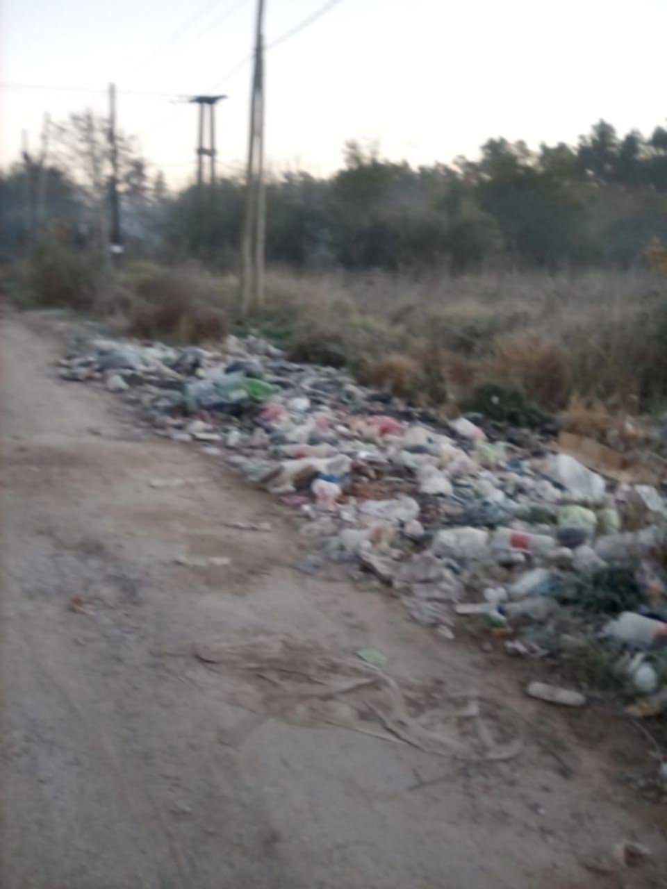 En plena ola de frío, basura congelada al lado de la calle