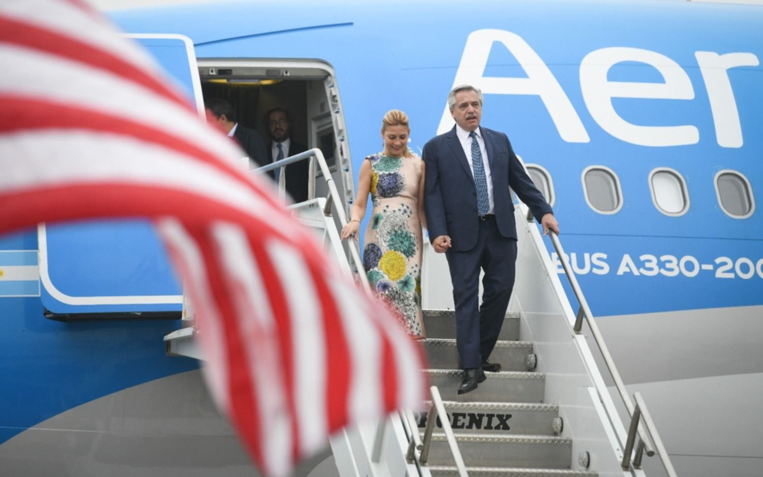 Alberto Fernández llegó a Los Angeles