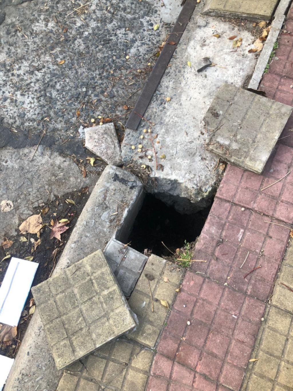 Una trampa en la vereda, en la esquina de 4 y 37