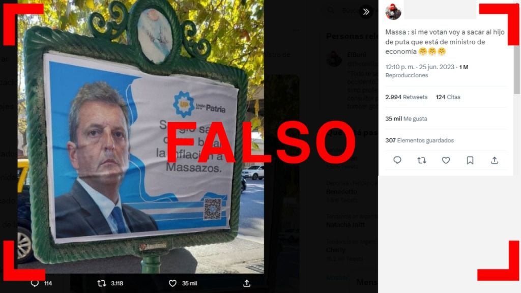 Es falso el supuesto afiche en el que Massa promete bajar la inflación "a Massazos"
