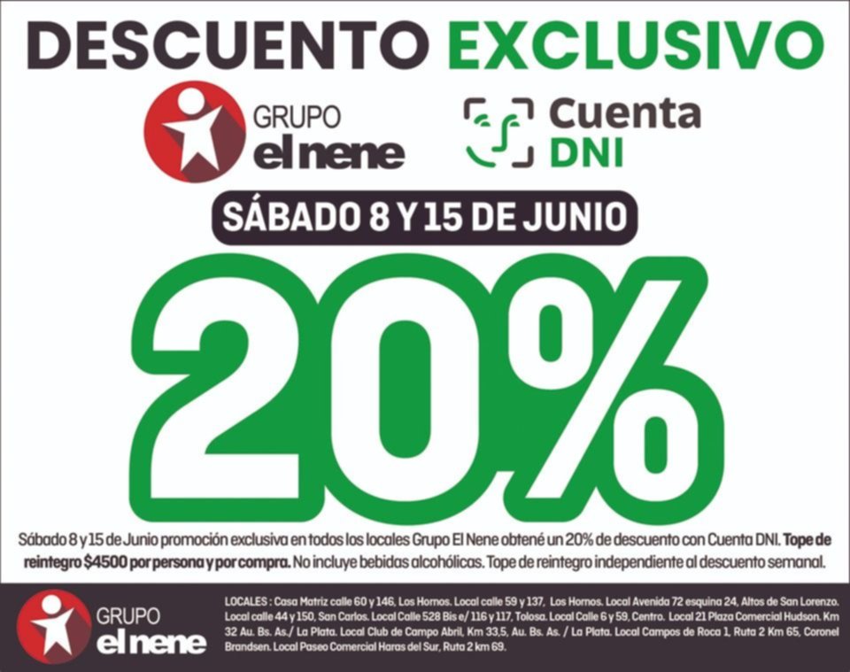 Descuento "sorpresa" en El Nene con Cuenta DNI durante dos sábados 