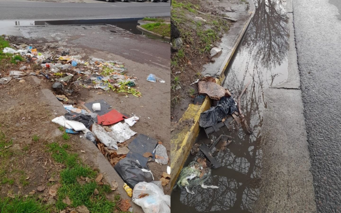 Reclamos en El Dique por basural en la calle y bocas de tormenta tapadas