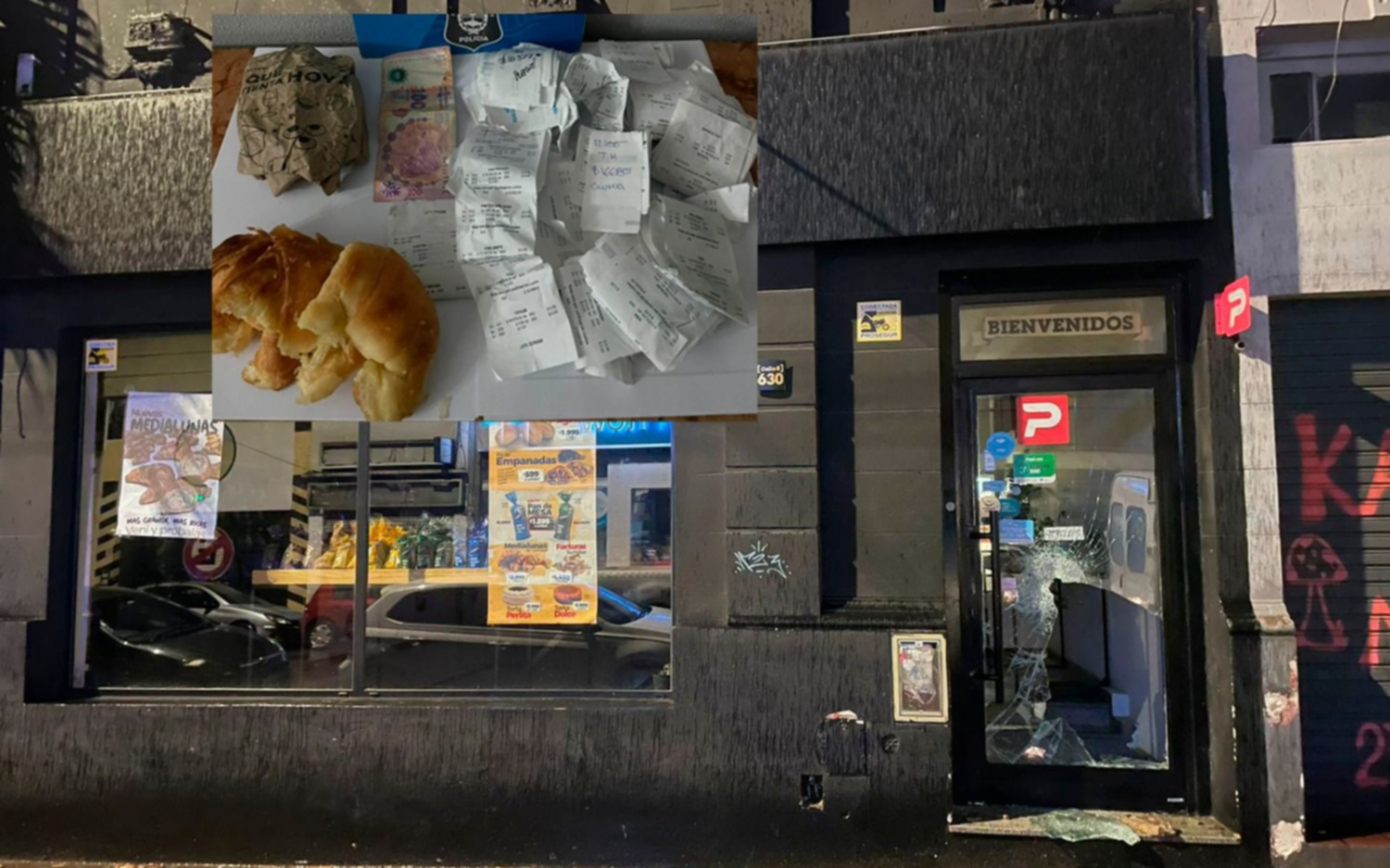 En plena madrugada, tres menores destrozaron y robaron una panadería